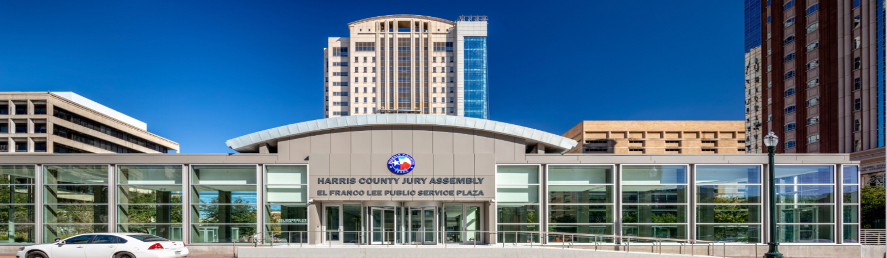 image of the Harris County Jury assembly building.
