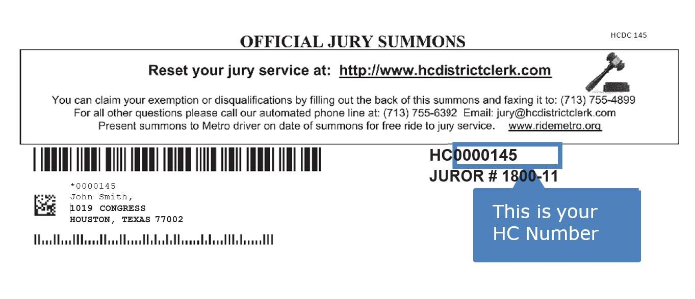 Jury Duty Exemptions Letter from www.hcdistrictclerk.com