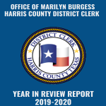 image-link with the words 'Harris County District clerk year in review report'. Opens a file showing the year in review report in a new window when clicked.